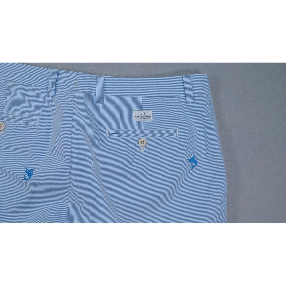 Vineyard Vines Mens 36 Seersucker Marlin Embroidered Chino Shorts Preppy Coastal - Picture 5 of 10